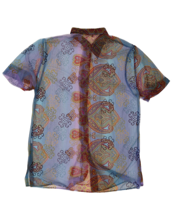 Camicetta da donna a maniche corte VINTAGE IT 48 XL Blu Paisley