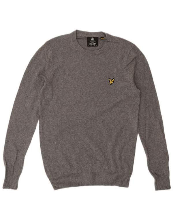 Maglione maglione girocollo da uomo Lyle & Scott XS in cotone grigio