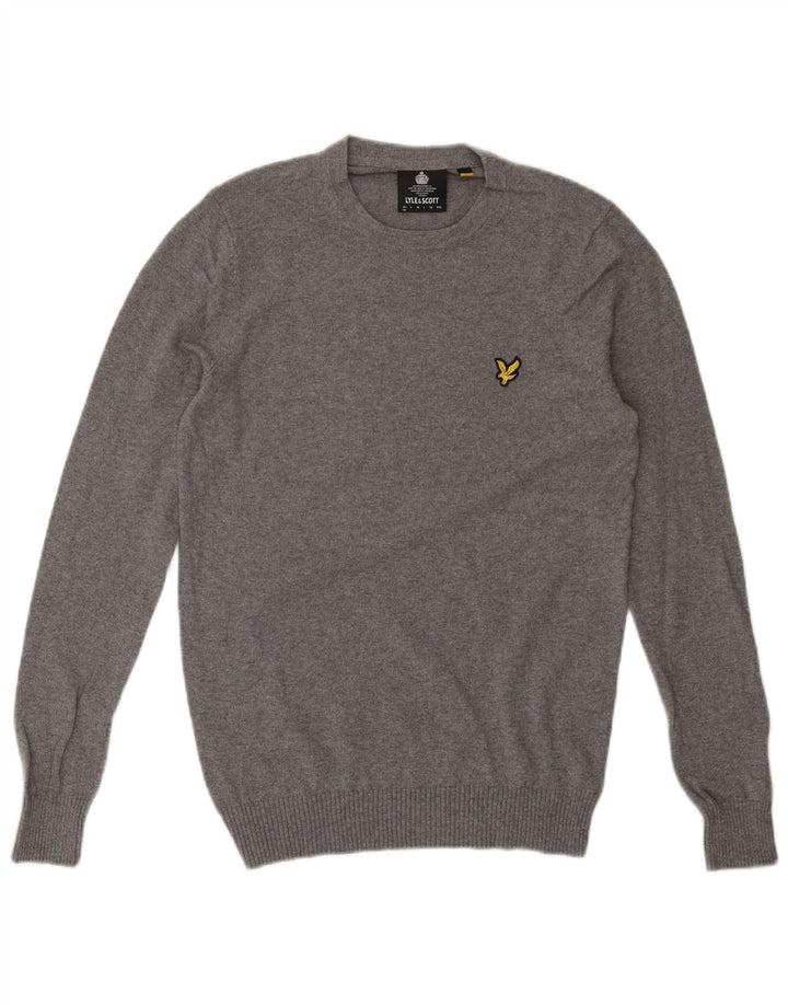 Maglione maglione girocollo da uomo Lyle & Scott XS in cotone grigio