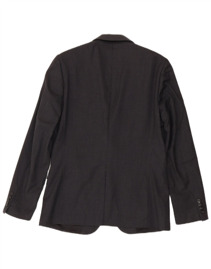 Giacca blazer da uomo a 2 bottoni Dkny UK 40 grande lana grigia