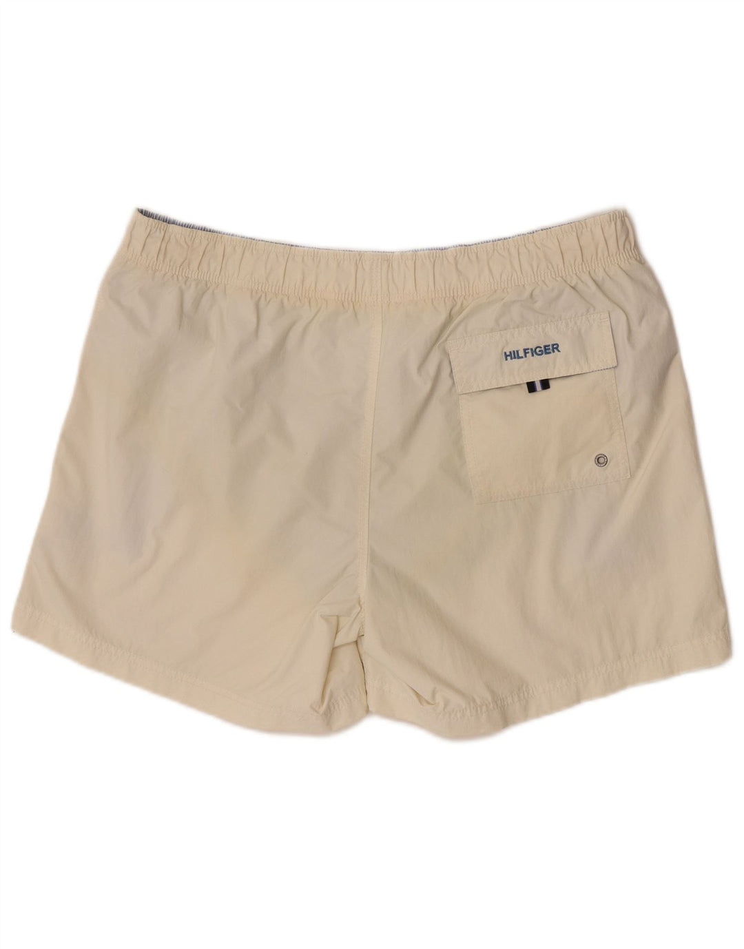 Pantaloncini da bagno da uomo Tommy Hilfiger grandi in poliestere color block bianco sporco