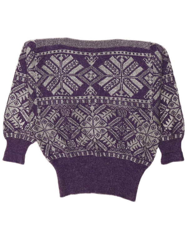 Oui Maglione da donna oversize con scollo a barca UK 14 Medio Viola Fair Isle