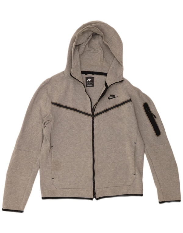 Felpa con cappuccio e zip Nike da uomo in cotone screziato grigio medio