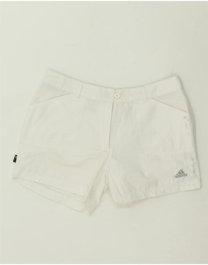 ADIDAS Womens Casual Shorts UK 12 Medium W30  White Cotton Vintage Adidas and Second-Hand Adidas from Messina Hembry 