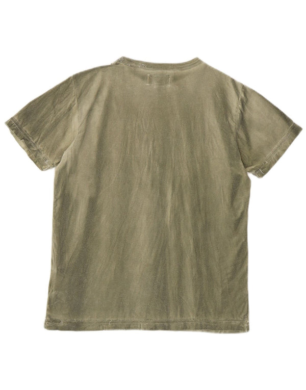 Diesel T-shirt grafica da donna Top UK 14 Large Khaki Tie Dye Cotton