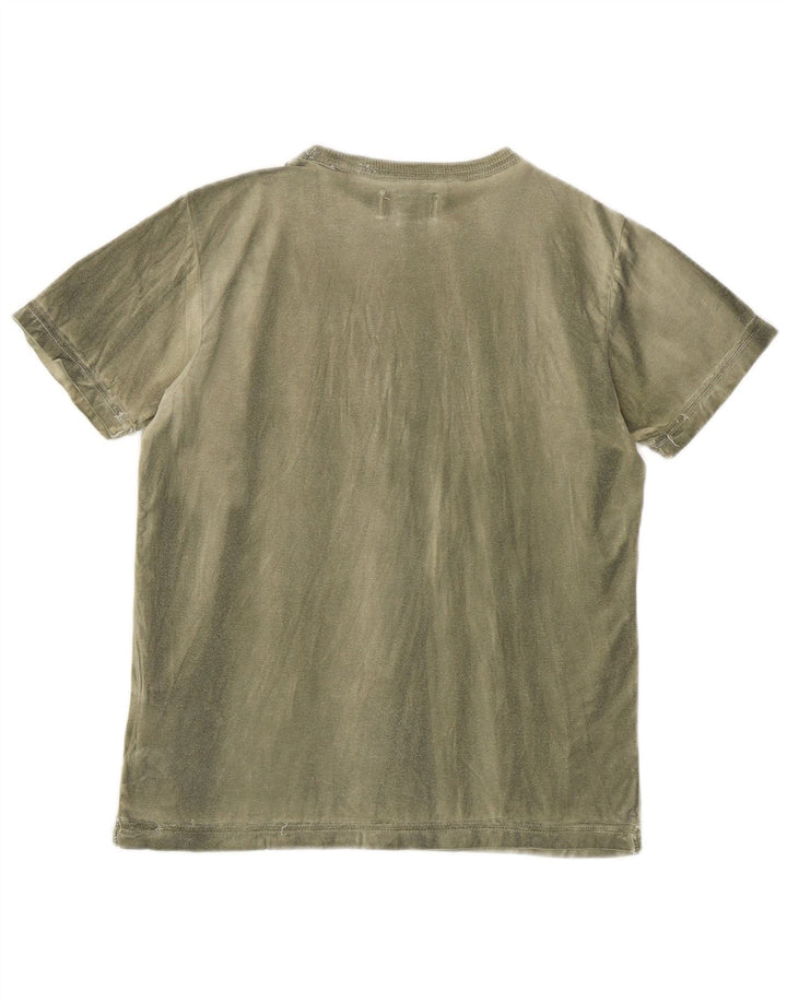 Diesel T-shirt grafica da donna Top UK 14 Large Khaki Tie Dye Cotton