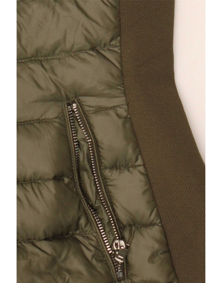 Giacca imbottita con cappuccio da donna Zara UK 12 color block color kaki medio