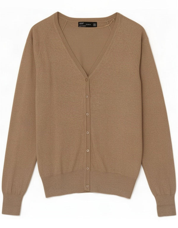 Maglione cardigan da donna Zara UK 12 Cotone beige medio