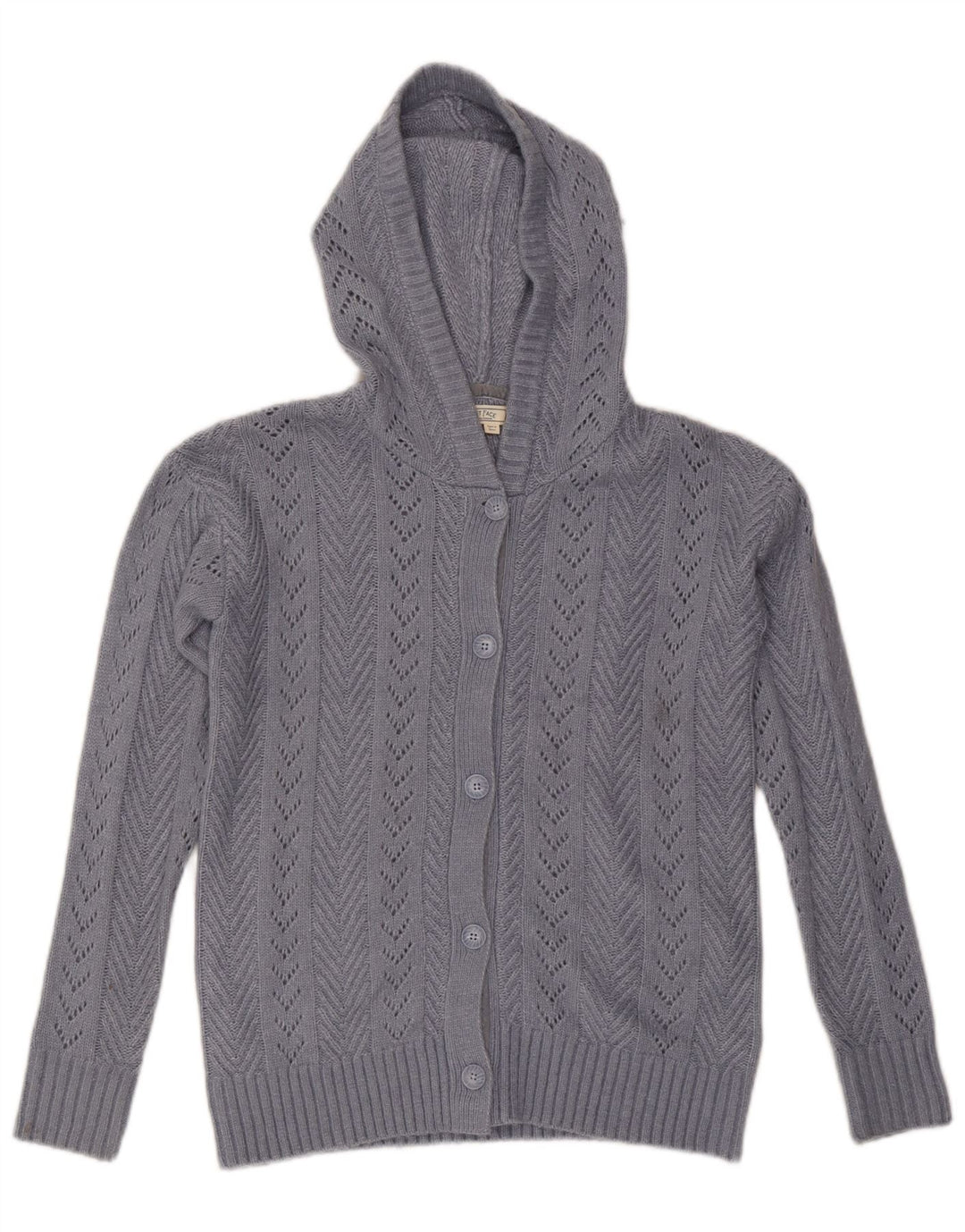 FAT FACE Maglione cardigan con cappuccio oversize da donna UK 6 XS Nylon blu