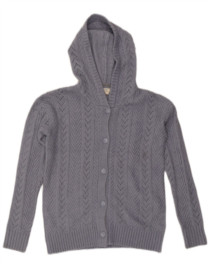 FAT FACE Maglione cardigan con cappuccio oversize da donna UK 6 XS Nylon blu