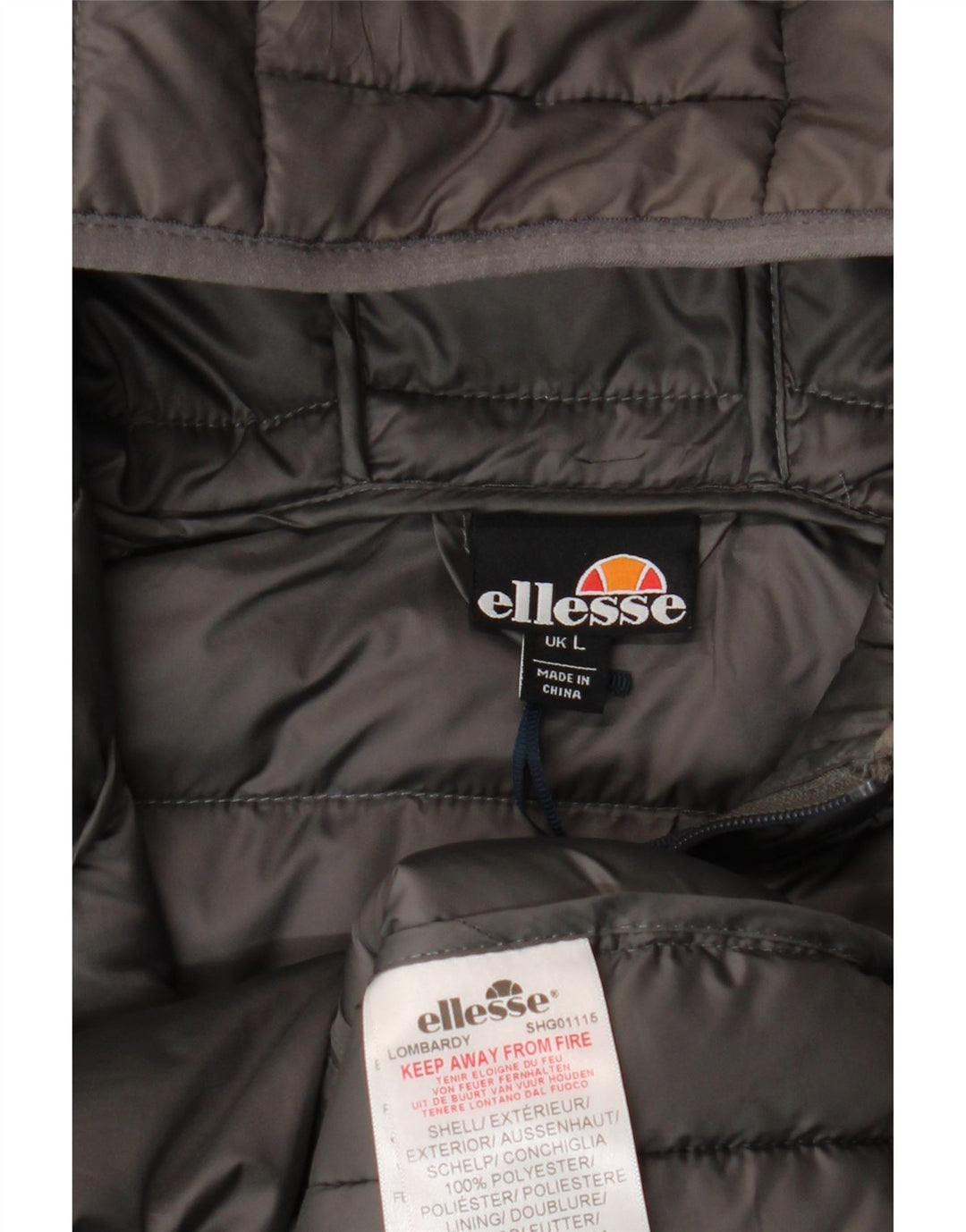 Giacca imbottita con cappuccio da uomo Ellesse UK 40 grande poliestere grigio