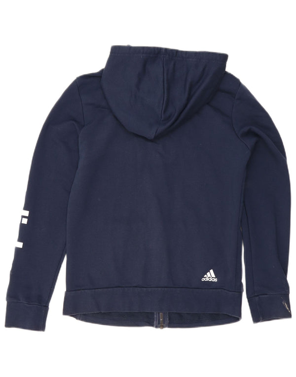 Maglione con cappuccio e zip grafica da donna Adidas UK 12/14 Cotone medio blu navy