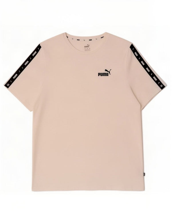 T-shirt grafica da uomo Puma Top 3XL cotone color block bianco