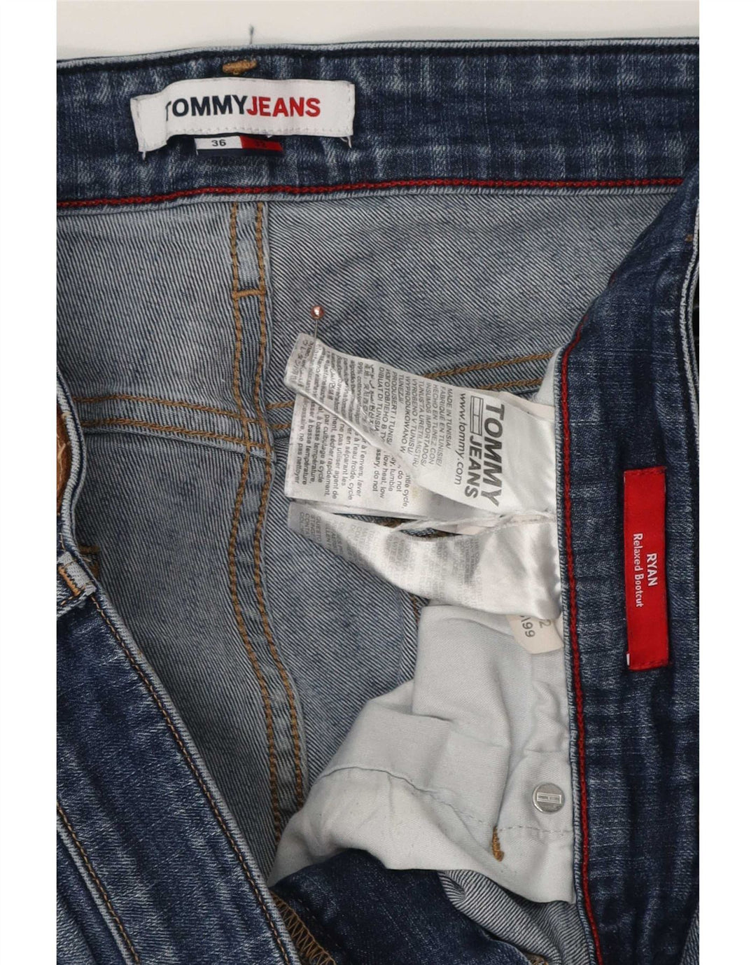 Jeans bootcut da uomo Tommy Hilfiger Ryan vestibilità rilassata W36 L32 cotone blu