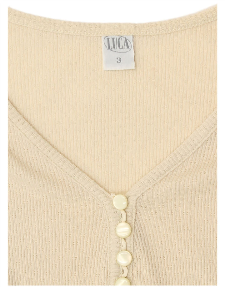 Body vintage da donna UK 8 piccolo bianco sporco