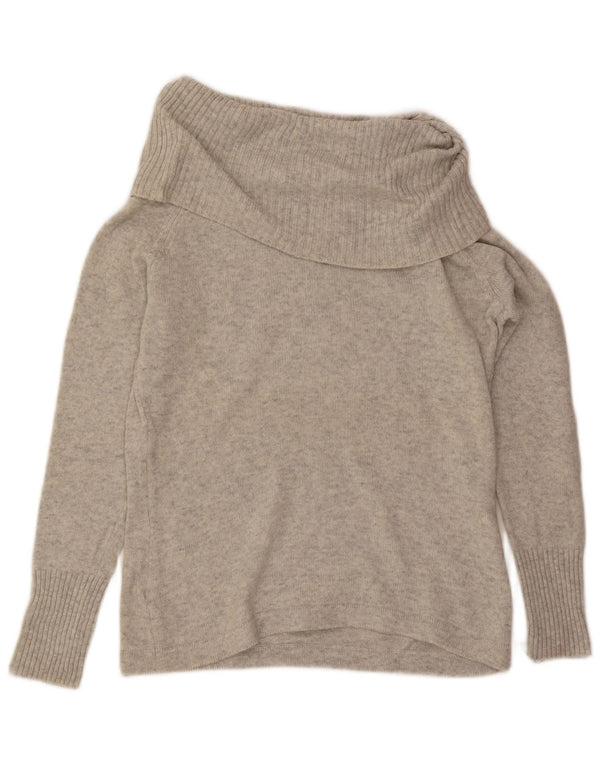Maglione maglione a collo alto da donna Hobbs UK 16 grande lana grigia