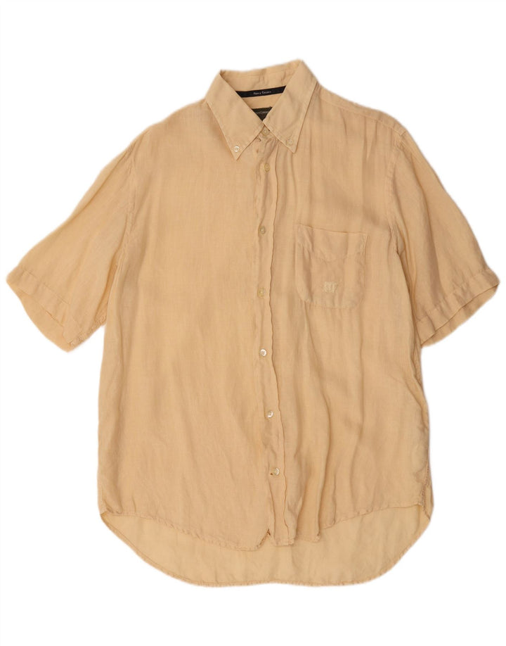 Camicia a maniche corte da uomo Henry Cottons taglia 41 Lino beige medio