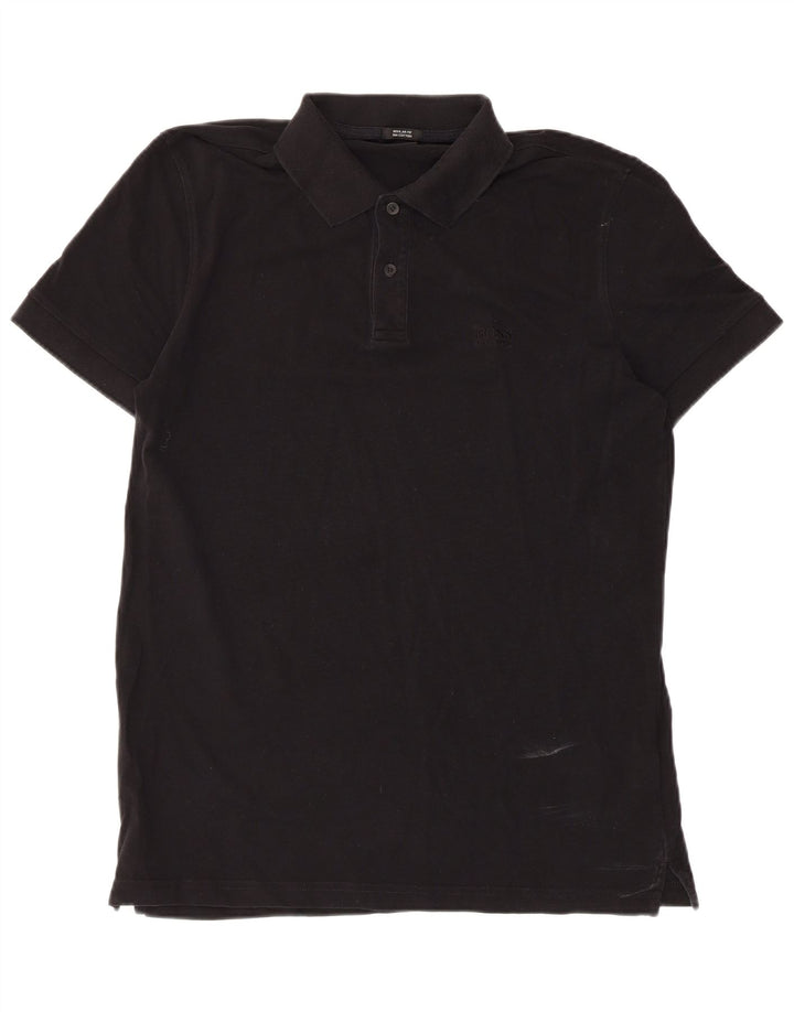 Polo da uomo Hugo Boss grande in cotone nero