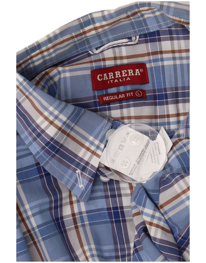 Camicia Carrera da uomo vestibilità regolare in cotone a quadri blu grandi