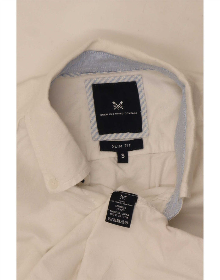Crew Clothing Camicia slim fit da uomo piccola in cotone bianco