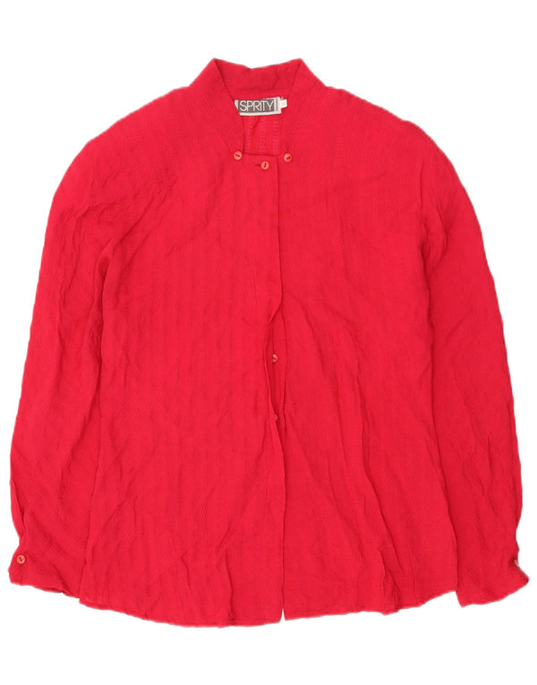 Camicetta camicia vintage da donna UK 10 piccola viscosa rosa