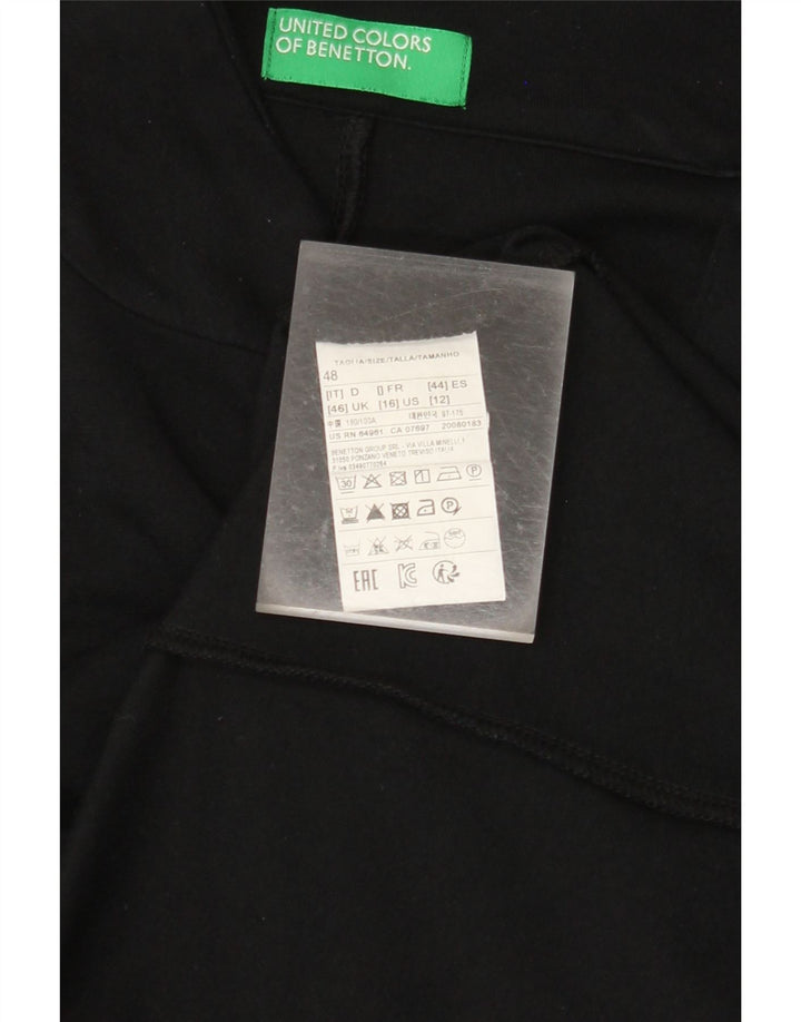 Giacca blazer da donna a 1 bottone BENETTON UK 16 grande viscosa nera