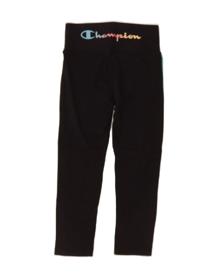 CHAMPION Womens Capri Graphic Leggings UK 10 Small  Black Polyester Vintage Champion and Second-Hand Champion from Messina Hembry 