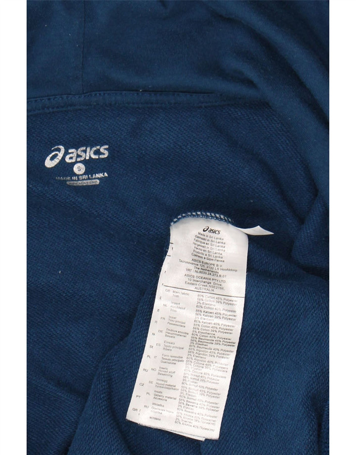ASICS Mens Zip Hoodie Sweater Small Navy Blue Cotton Vintage Asics and Second-Hand Asics from Messina Hembry 