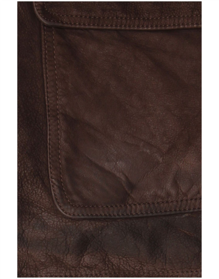 Giacca in pelle vintage da uomo IT 56 3XL Pelle marrone