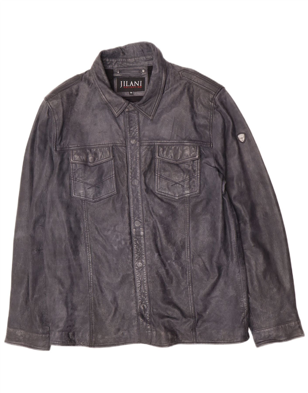 Giacca in pelle da uomo Jilani IT 56 3XL Pelle blu navy