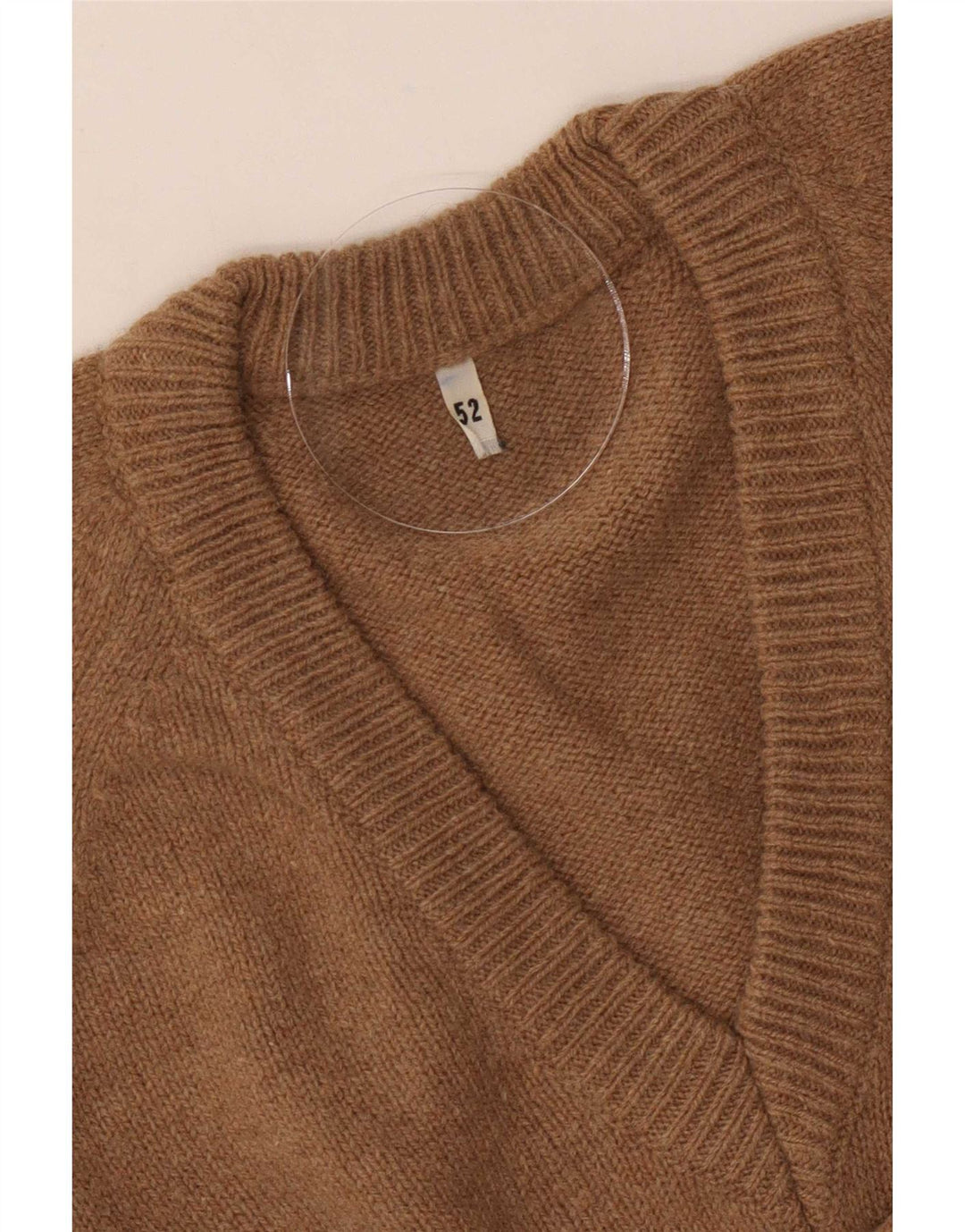 Maglione vintage da uomo con scollo a V IT 52 grande marrone
