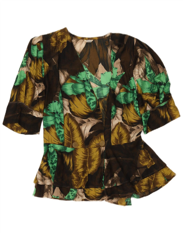 Camicetta da donna a maniche corte VINTAGE IT 42 Medio Cachi floreale