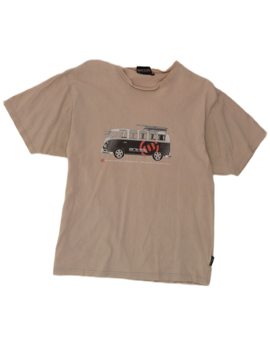 T-shirt grafica da uomo con animali, grande, in cotone beige