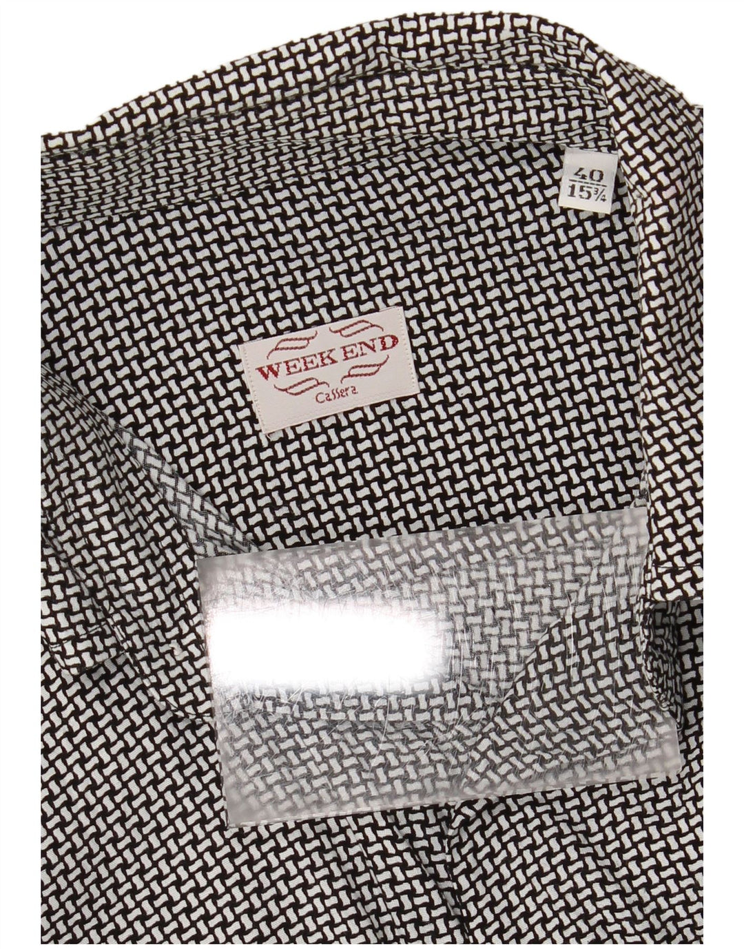 CASSERA Mens Weekend Shirt Size 40 15 3/4 Medium Black Geometric