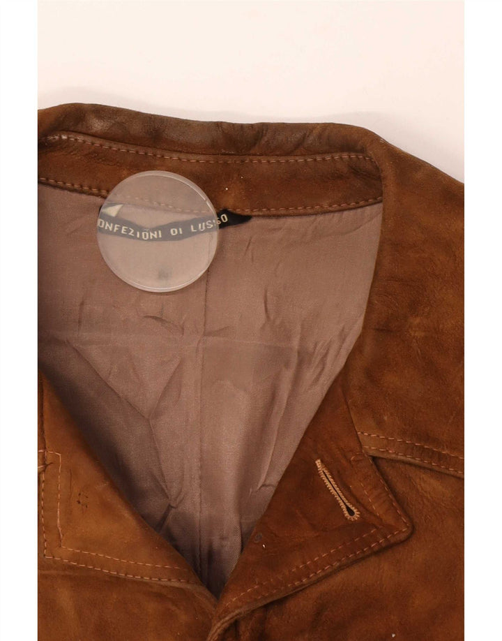 Giacca vintage in pelle scamosciata da uomo UK 38 Beige medio