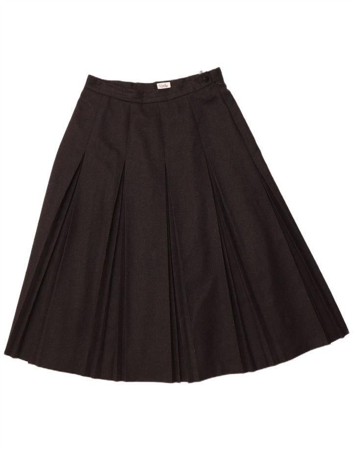 Gonna a pieghe da donna VIYELLA UK 16 Large W32 Grey New Wool