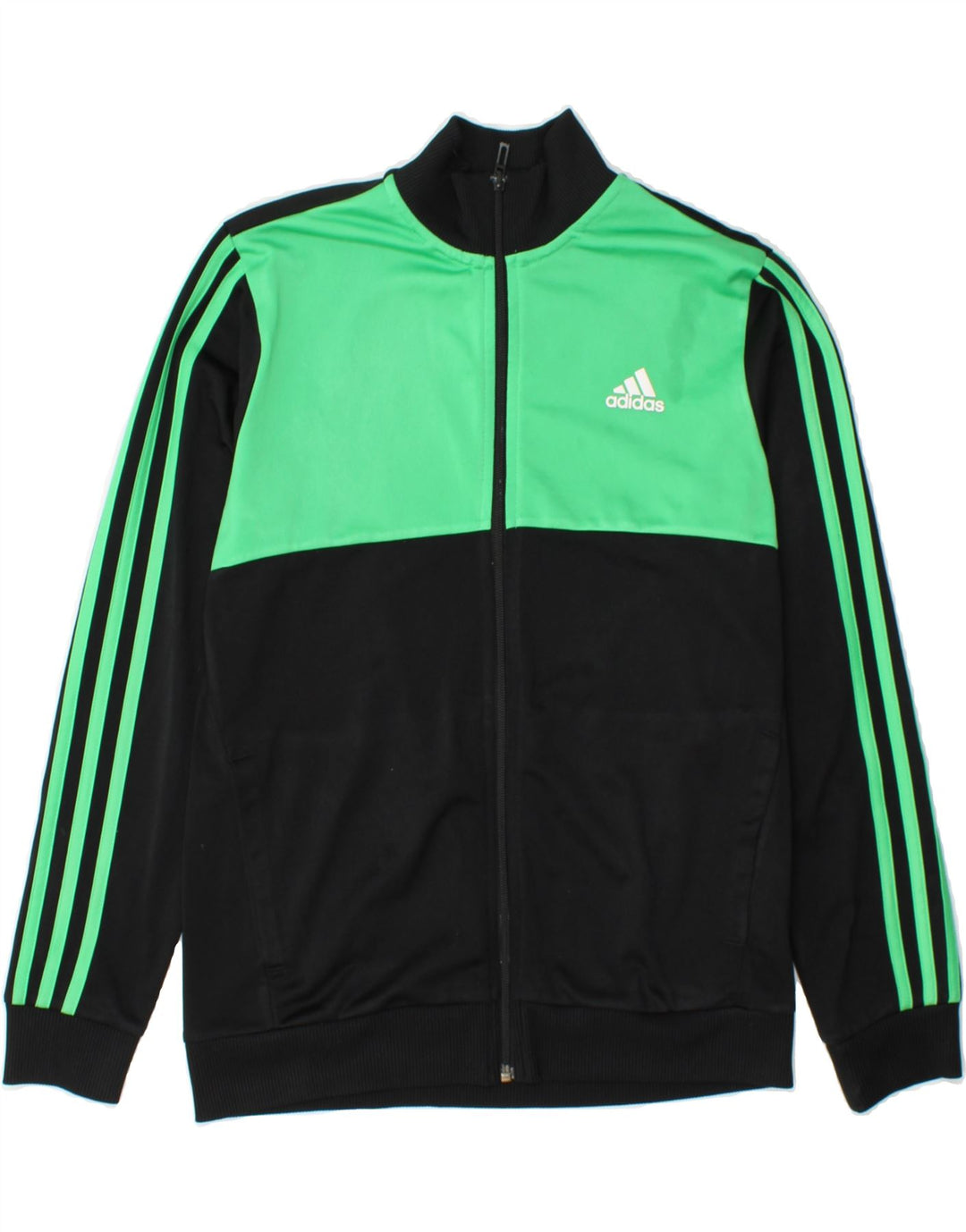 ADIDAS Boys Tracksuit Top Jacket 13-14 Years Black Colourblock Polyester Vintage Adidas and Second-Hand Adidas from Messina Hembry 