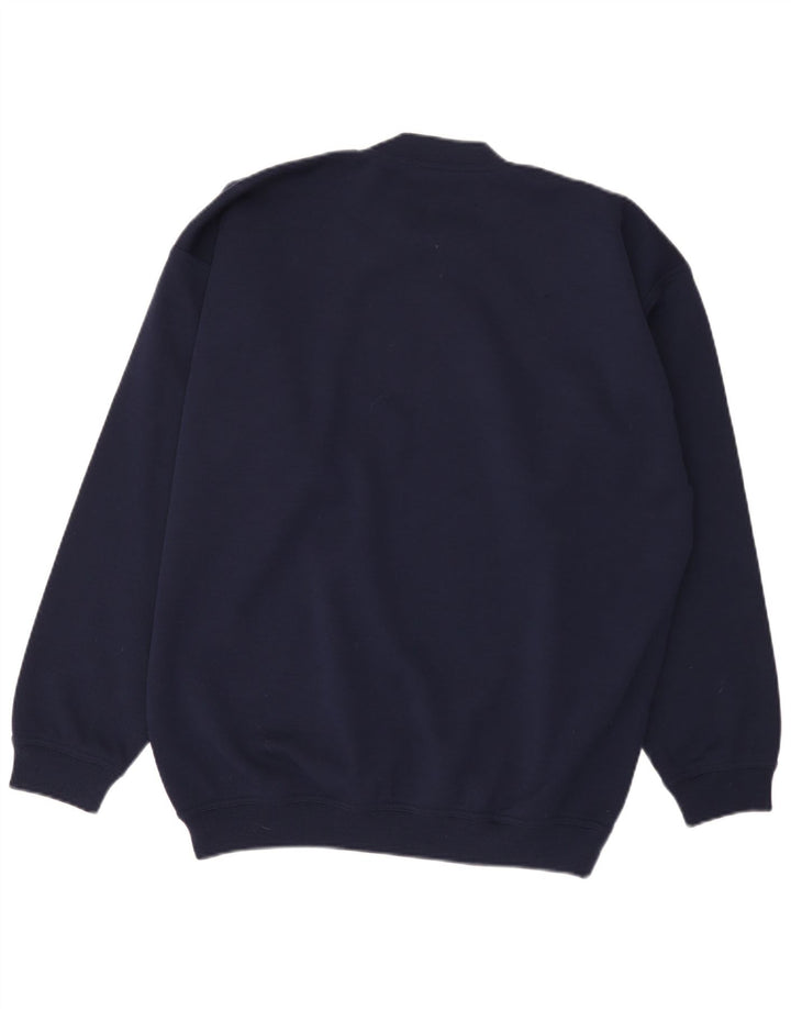 Maglione maglione girocollo da uomo vintage EU 52 grande poliacrilico blu navy