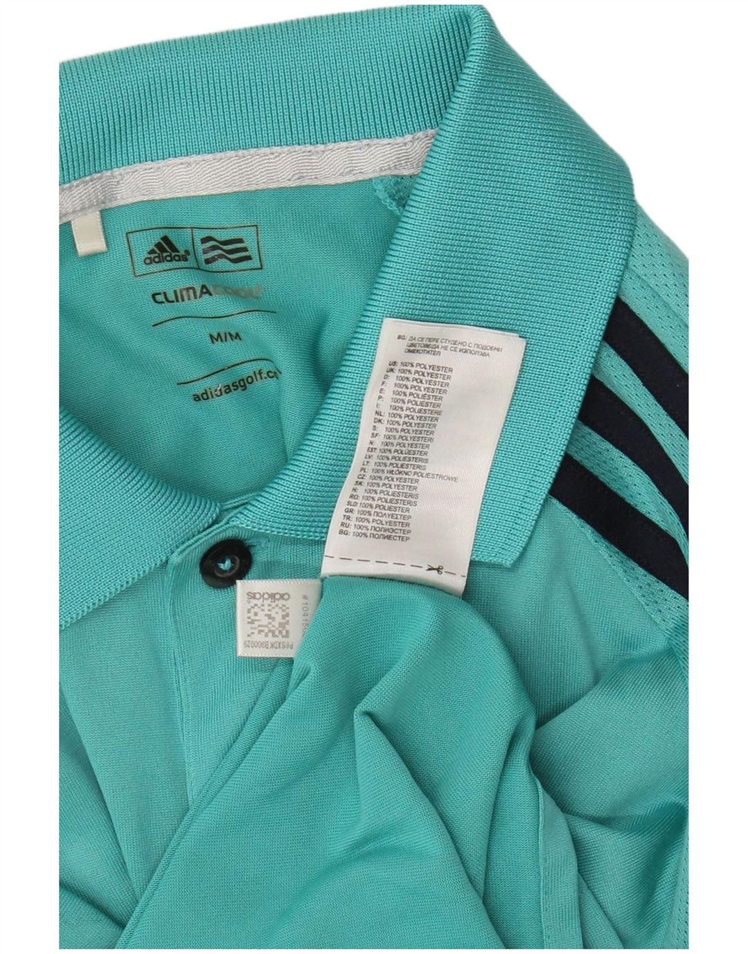 Polo Adidas Climacool da uomo in poliestere turchese medio