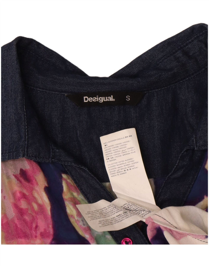 Desigual donna pullover camicia camicetta UK 10 piccolo floreale multicolore