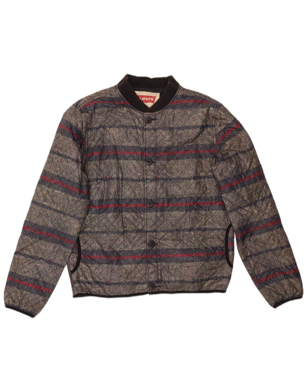 Giacca trapuntata da uomo Levi's UK 40 grande cotone a righe grigie