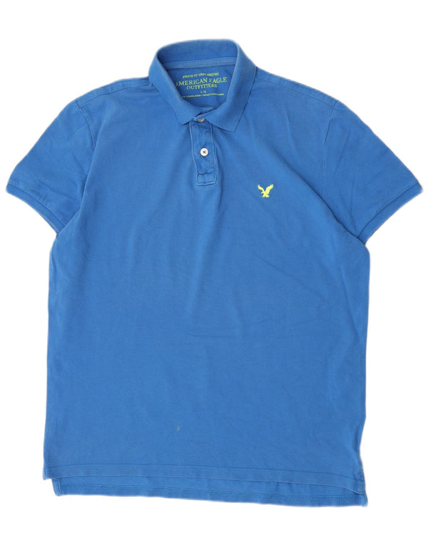 Polo da uomo a maniche corte, vestibilità atletica, American Eagle, grande, in cotone blu