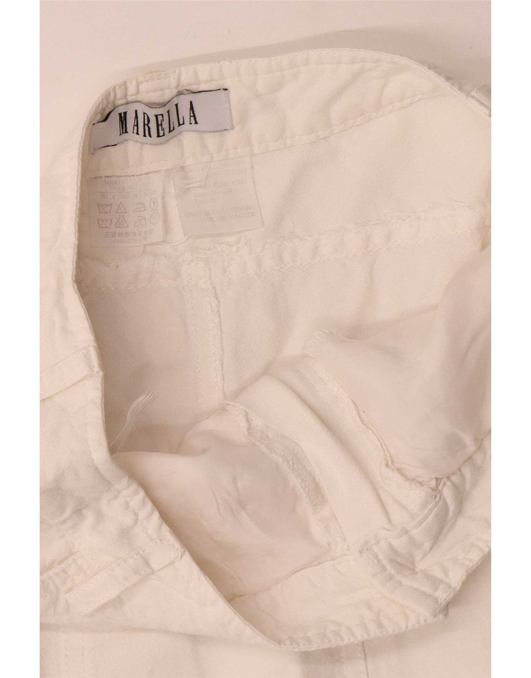 Gonna a trapezio da donna Marella UK 10 piccola W28 lino bianco