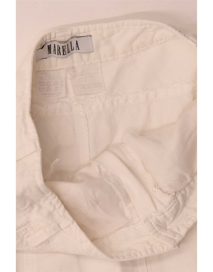 Gonna a trapezio da donna Marella UK 10 piccola W28 lino bianco