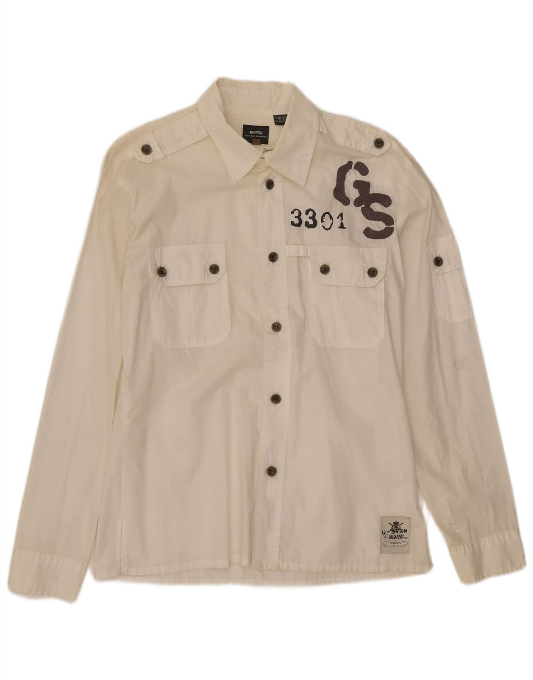 Camicia grafica da uomo G-Star grande in cotone bianco