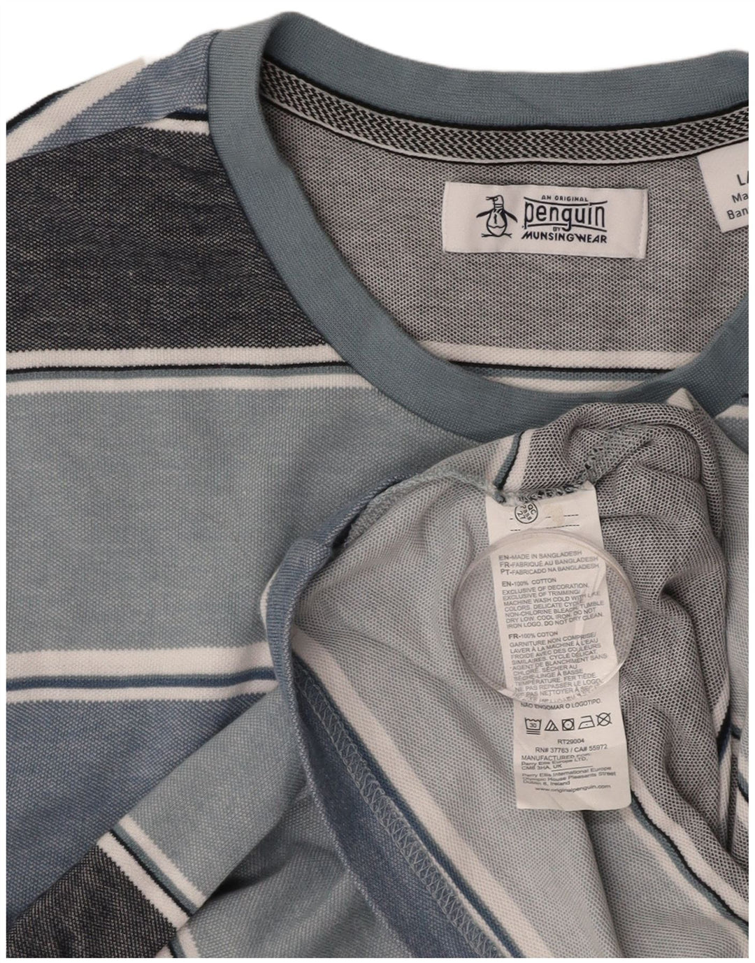 PINGUIN T-shirt da uomo Top grande in cotone a righe blu