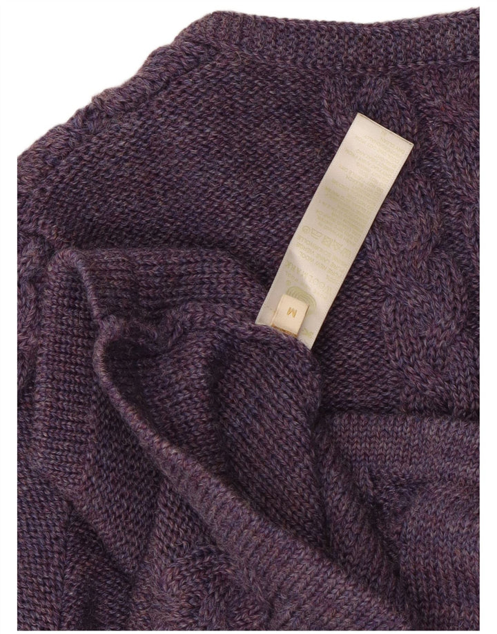 Maglione cardigan da donna vintage UK 12 lana viola media