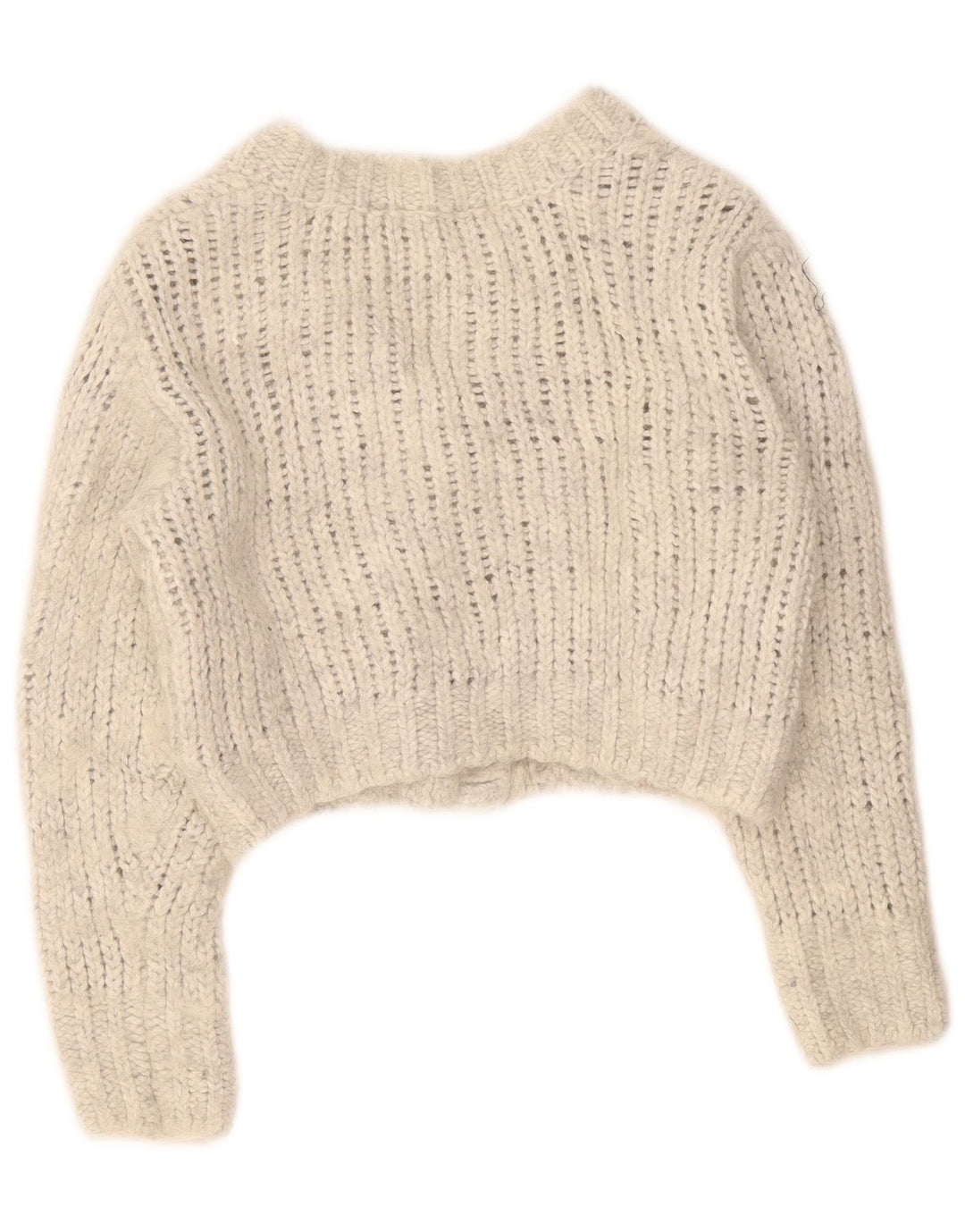Maglione cardigan corto da donna Zara UK 10 piccolo nylon grigio