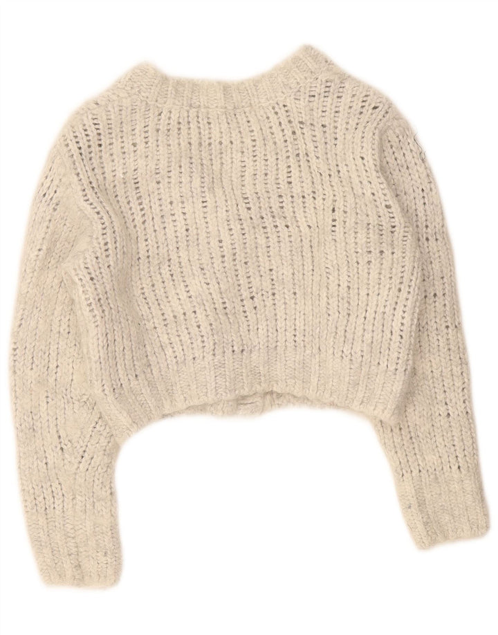Maglione cardigan corto da donna Zara UK 10 piccolo nylon grigio