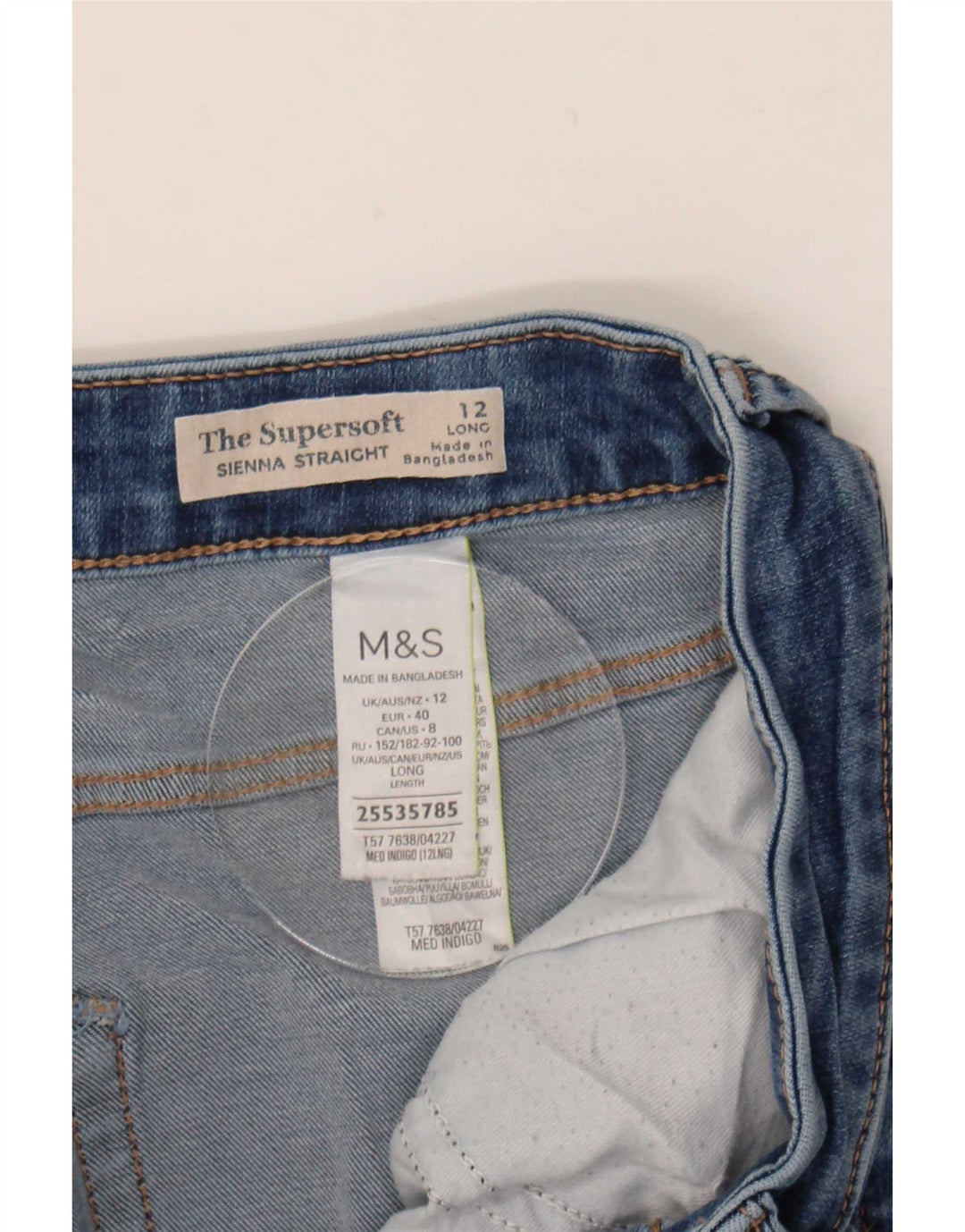 Jeans dritti Marks & Spencer da donna Sienna UK 12 medio W30 L31 blu